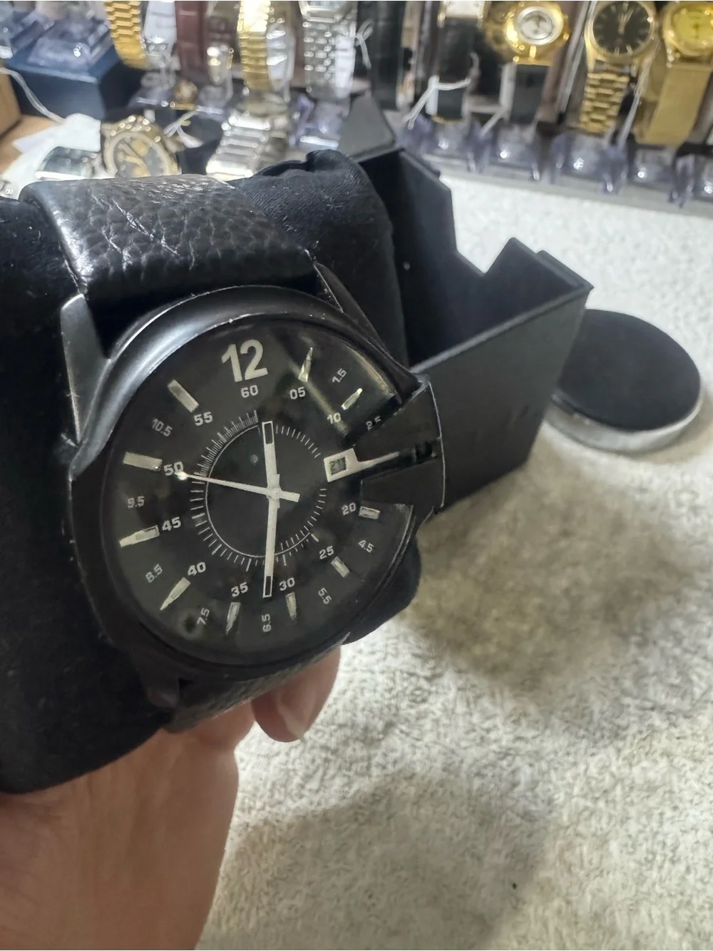 #50 Diesel Black Men's Analog Watch with Silver Accents